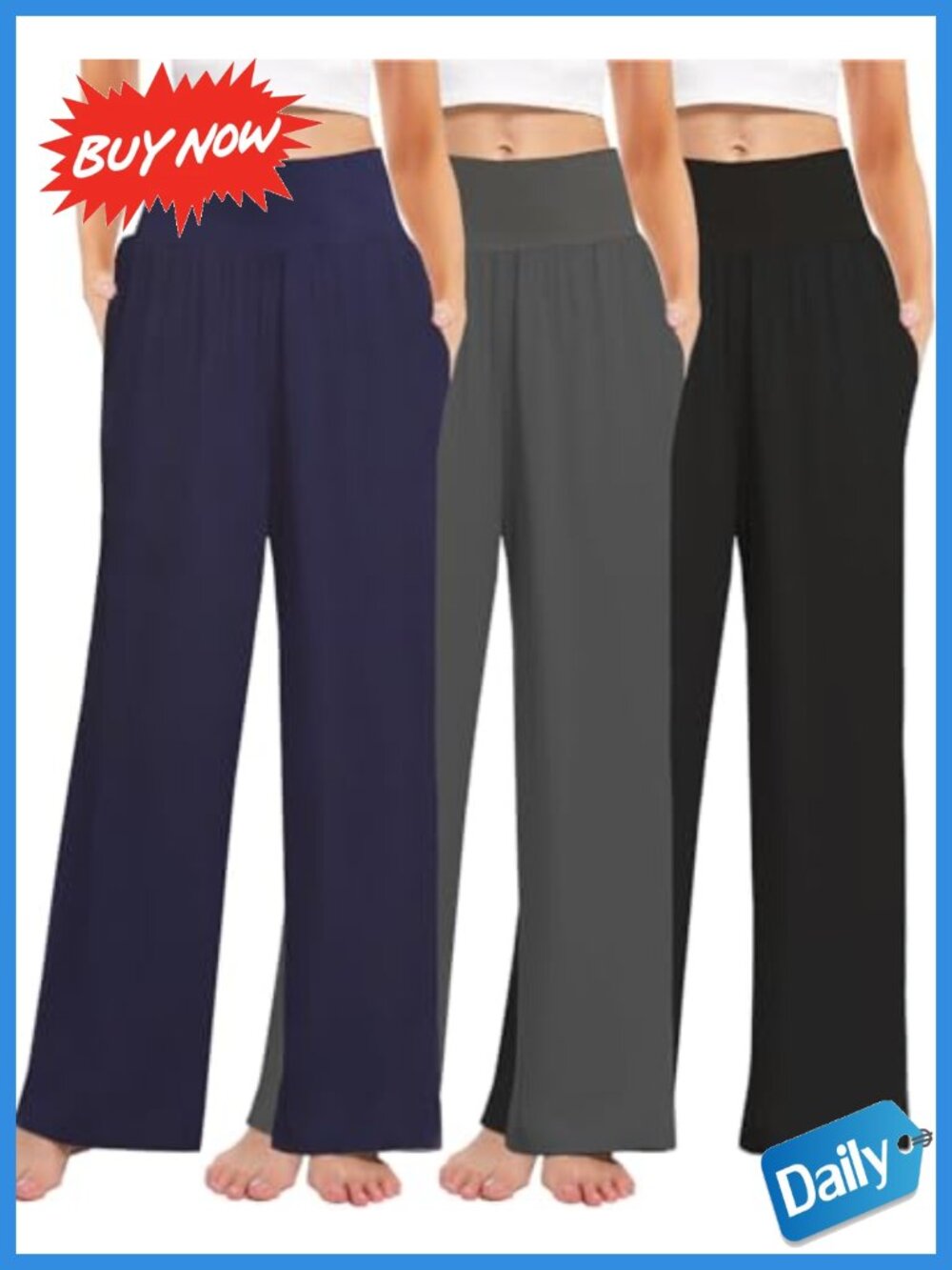 Women's Wide Leg High Waisted Lounge Pants with Pockets Stretchy Soft Yoga